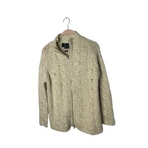 Paw by Cousin Johnny cableknit zip cardigan sweater wool blend vintage fisherman